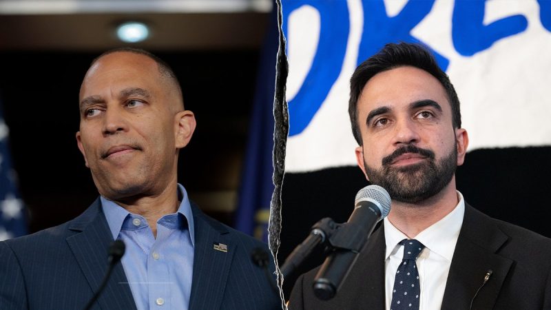 House Minority Leader Hakeem Jeffries, D-N.Y., is remaining quiet on the New York City mayoral race, despite his self-imposed deadline of weighing in before early voting fast approaches on Saturday morning.
The top House Democrat was asked multiple times about Democratic socialist candidate Zohran Mamdani, and whether he will endorse him, during a press conference at the U.S. Capitol on Friday.
Jeffries has said multiple times that he would speak about the race before early voting begins in New York City — which is coming at 9 a.m. ET on Saturday.
‘Stay tuned,’ he told one reporter when asked if he was ready to endorse Mamdani.
He was asked about Mamdani again a short while later, when a reporter queried, ‘Why are you refusing to endorse?’
‘I have not refused to endorse. I have refused to articulate my position, and I will momentarily, at some point in advance of early voting,’ Jeffries said.
A third reporter asked Jeffries whether he believed his refusal to endorse was ‘splitting the Democratic Party.’
‘I traveled throughout the country, and the Democratic Party is as unified as I’ve seen us throughout the entirety of this year, and you’re about to experience that in real time. So it won’t be hypothetical. You’re about to see it in real time in Virginia, in New Jersey, and in California as it relates to prop 50,’ Jeffries said, without mentioning his home state of New York.
‘As I’ve said, I will have more to say about the mayor’s race when I have more to say about the mayor’s race in advance of early voting, when I’m back home tomorrow.’
Fox News Digital then asked why Jeffries was waiting until the 11th hour to weigh in on the race, to which he tersely responded, ‘This question has been asked and answered repeatedly.’
Notably, Jeffries would not have been able to make his endorsement at the press conference. Lawmakers are barred from making political statements or solicitations on Capitol grounds.
Mamdani is the current frontrunner in the race between himself, Republican Curtis Sliwa, and former New York Gov. Andrew Cuomo, who is running as an Independent.
While he’s gained support from progressives in Congress, including Rep. Alexandria Ocasio-Cortez, D-N.Y., the top two Democrats on Capitol Hill — Jeffries and Senate Minority Leader Chuck Schumer, D-N.Y. — have been silent.
Politico reported on Friday afternoon that Jeffries would endorse Mamdani later Friday.
This post appeared first on FOX NEWS ‘Stay tuned’: Jeffries repeatedly dodges Mamdani endorsement as self-imposed deadline looms