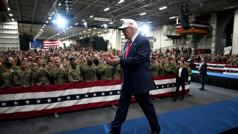President Donald Trump spoke to U.S. service members aboard the nuclear-powered aircraft carrier George Washington in Yokosuka, Japan, Tuesday morning to promote his administration’s ‘peace through strength’ military messaging on the world stage. 
‘A year and a half ago, we had a different country than we do right now,’ Trump told the military members. ‘Now we’re the most respected country in the world, we’re the hottest country anywhere in the world. And it hasn’t taken too long. But, I had no doubt. I just didn’t know we were going to do it this fast. We’ve done it fast because of people like you.’ 
Trump is in the midst of a whirlwind tour through Asia, including beginning his trip in Malaysia, before heading to Japan and later holding a planned meeting with Chinese President Xi Jinping during his final stop in South Korea Thursday. The president also oversaw the signing of a peace agreement between Cambodia and Thailand Sunday. 
Trump’s tour this week focuses on trade and regional security, and comes as China asserts greater control in the South China Sea and North Korea increases its weapons testing. 
Trump was joined by Japan’s newly elected Prime Minister Sanae Takaichi aboard the U.S. aircraft carrier Tuesday, as well as by U.S. military leaders such as Secretary of War Pete Hegseth. Trump celebrated in his remarks that the U.S. military is once again respected after bucking ‘political correctness’ out of an effort to better defend the U.S.
‘When it comes to defending the United States, we’re no longer politically correct,’ Trump said. ‘We’re going to defend our country any way we have to. And that’s usually not the politically, politically correct way. From now on, if we’re in a war, we’re going to win the war. We’re going to win it like nobody ever before.’ 
The service members were heard chanting ‘Trump, Trump, Trump’ when the president first took the stage. 
Trump thanked the military for their service and added that he’s supporting a pay increase for every U.S. service member in the armed forces. 
‘I’m also supporting an across-the-board pay raise for every sailor and service member in the United States armed forces,’ Trump told the crowd, which earned widespread applause. ‘Now, if you don’t want it, you want to give back to your country. Just let us know. We won’t give it to you. Is there anybody in that category?’ he joked before adding that Democrat lawmakers would approve the plan. 
‘But now all we really have to do is get the Democrats to approve it. But they’ll come along. They always do. You know, they always do that,’ he continued. 
The government is currently in the midst of a shutdown that has lasted since Oct. 1, when Senate lawmakers failed to reach a funding agreement. 
Takaichi, Japan’s first female prime minister, also addressed U.S. troops to thank them, as well as the Japanese military, for their dedication to protecting the region. 
‘I am truly honored to have this opportunity to deliver remarks with President Trump aboard the aircraft carrier USS George Washington, a symbol of protecting freedom and peace in this region,’ the Japanese leader said, according to a translator at the event. 
‘First and foremost, I would like to express my deep respect and sincere gratitude to all the men and women in uniform. From Japan’s Self-Defense Forces and the U.S. forces, Japan, for your dedication and commitment to safeguard peace and security of our nation and the region, day and night,’ she continued. 
Trump lauded the Japanese prime minister as a ‘winner’ in his remarks, while celebrating the U.S.’s relationship with Japan following World War II. 
‘This woman is a winner. So, you know, we’ve become very close friends all of a sudden because their stock market today and our stock market today hit an all-time high. That means we’re doing something right,’ he said. 
Trump and Takaichi signed a rare earths framework agreement on Tuesday as the U.S. looks to back away from its reliance on China for critical minerals for items such as cell phones. 
‘The cherished alliance between the United States and Japan is one of the most remarkable relationships in the entire world,’ Trump continued. ‘Really, there’s never been anything like it. Born out of the ashes of a terrible war, our bond has grown over eight decades into the beautiful friendship that we have. It’s a foundation of peace and security in the Pacific.’ 
Trump also announced that the first batch of missiles for Japan’s Self-Defense Forces will be delivered to the country later this week as Takaichi underscored that Japan is ‘committed to fundamentally reinforcing its defense capability’ and ‘ready to contribute even more proactively to peace and stability in the region.’
‘It’s the first batch of missiles to be delivered to the Japanese Self-Defense forces for Japan’s F-35s. And they’re coming this week, so they’re ahead of schedule,’ Trump said. 
The president concluded his speech by highlighting that the U.S. went ‘through four bad years, but now America will always be first,’ citing the U.S. military’s strength. 
‘Every sailor here today inherits a legacy of valor and grit and glory unmatched in the long history of mankind’s voyage on the seas,’ he said. ‘It’s a voyage like nobody’s ever had, like you have. For two and a half centuries, America’s Navy has preserved the vision of our first commander in chief who gave this ship its storied name, its righteous soul and its timeless motto, ‘first in war, first in peace.’ Very famous phrase, George Washington. After 250 years, that is exactly what our country is today. It’s first in war, first in peace, first in wealth, first in power, first in science, first in spirit and first in freedom.’
<i>Fox News Digital’s Amanda Macias contributed to this report. </i>
This post appeared first on FOX NEWS Trump rallies US military’s might, floats armed forces pay raise in address to troops in Japan